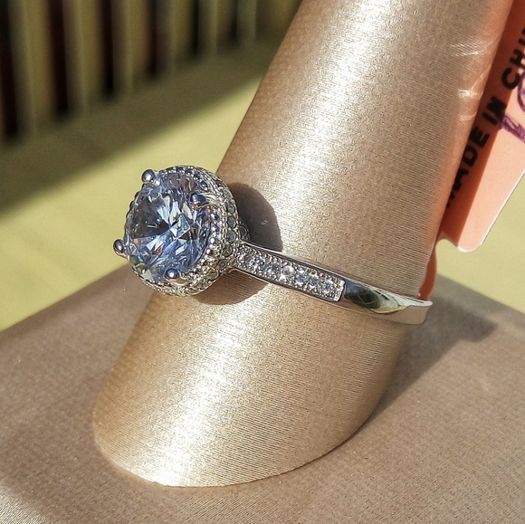 Simulated White Diamond Sterling Ring - Picture 2 of 3